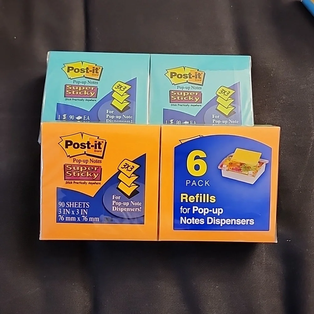 Post It Notes, 3x3 Inches, Pop-Up Style, 6  pads each. New, never opened. - Picture 4 of 4